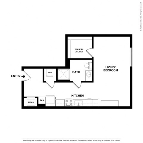 S3 studio 1 bath floorplan